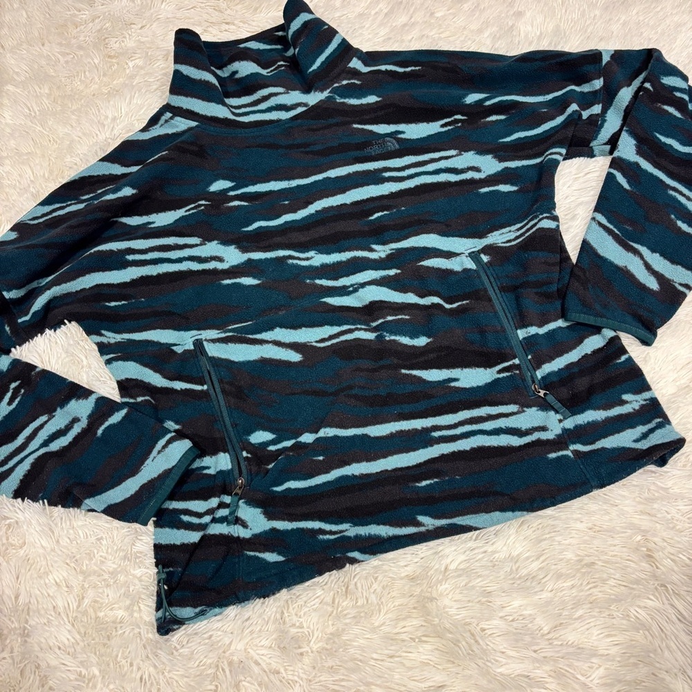 The North Face TKA Glacier Cowl Turtleneck Fleece Pullover Camo Green woman’s Lg - Picture 12 of 12